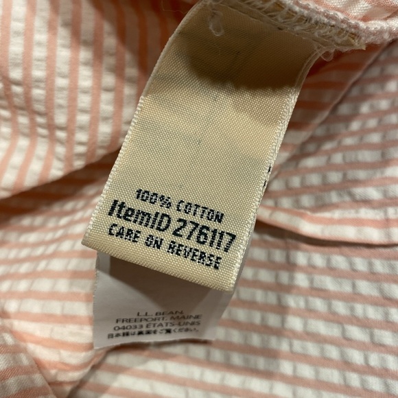 B  LL Bean casual pink stripe button front short sleeve plus size shirt one 1X - Picture 5 of 5
